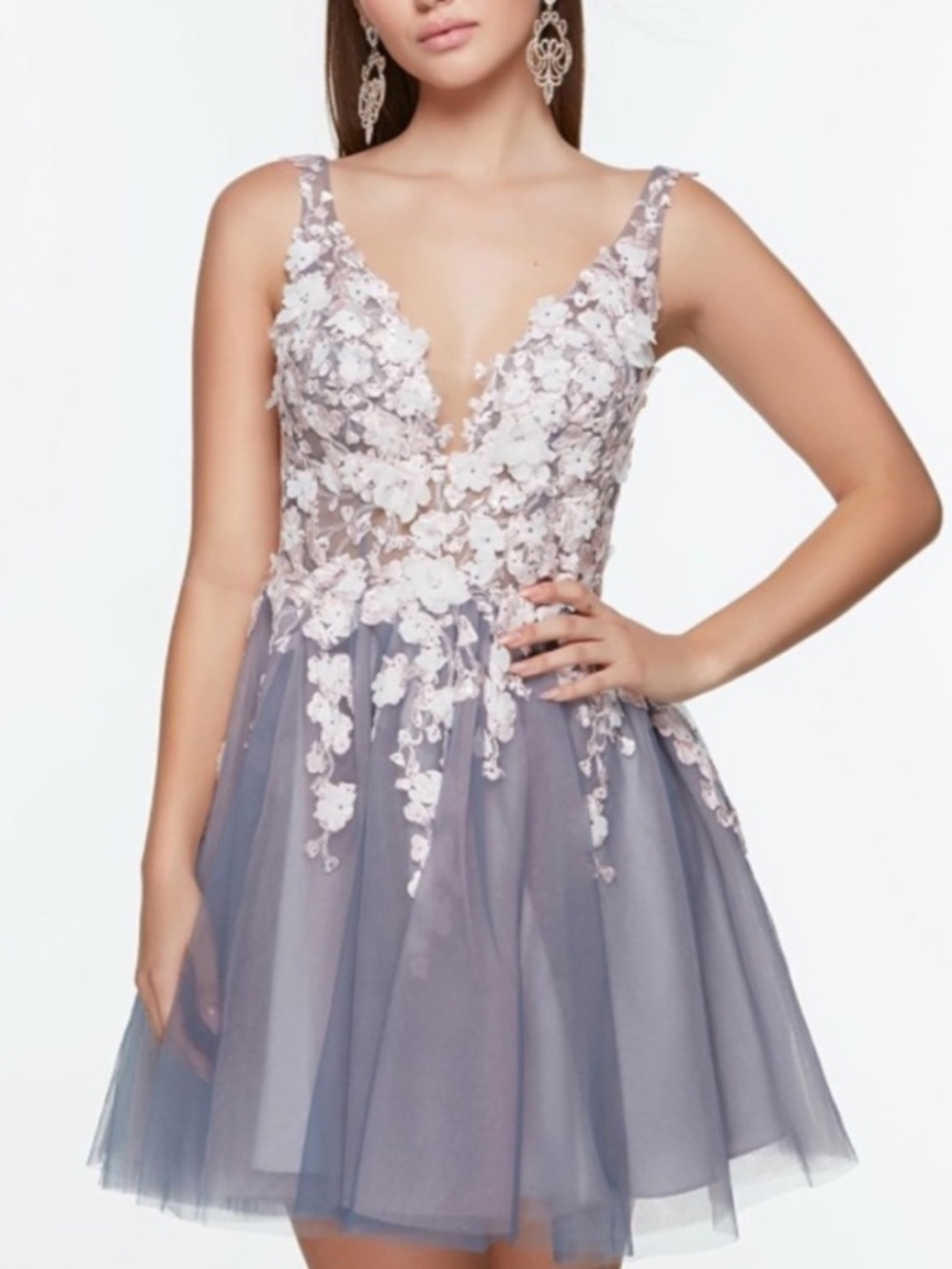 NWT Alyce Paris 3107 Floral Bodice Open Back Evening Gown Size 14.